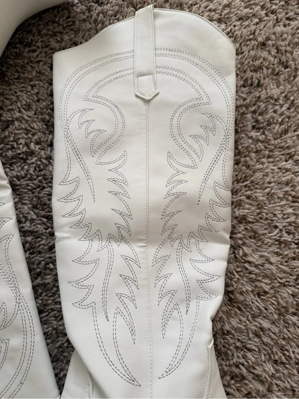 White Embroidered Western Knee-High Boots - Women